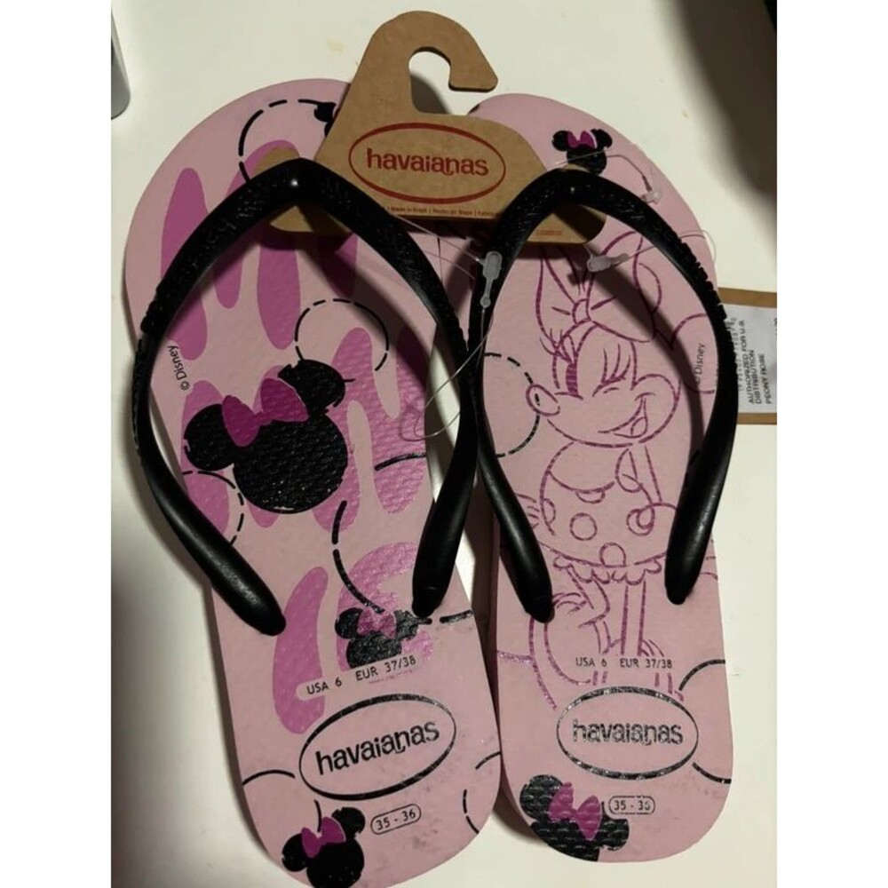 Havaianas Disney Minnie Mouse Tonal Portrait Women's Sandals Size 6 New Pink